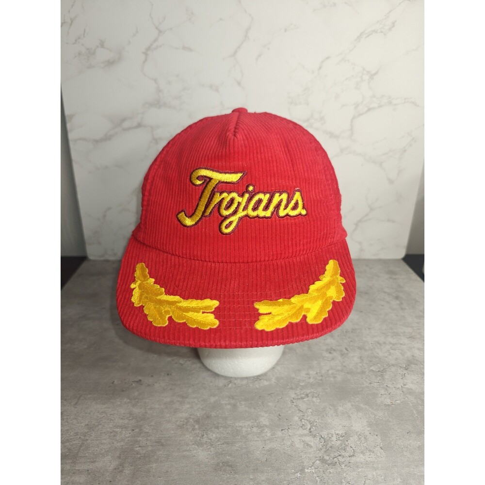 Vintage USC Trojans Hat Corduroy Strapback Football Rare